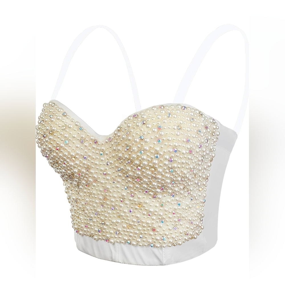 Amazon Cream Pearl Embellished Camisole
